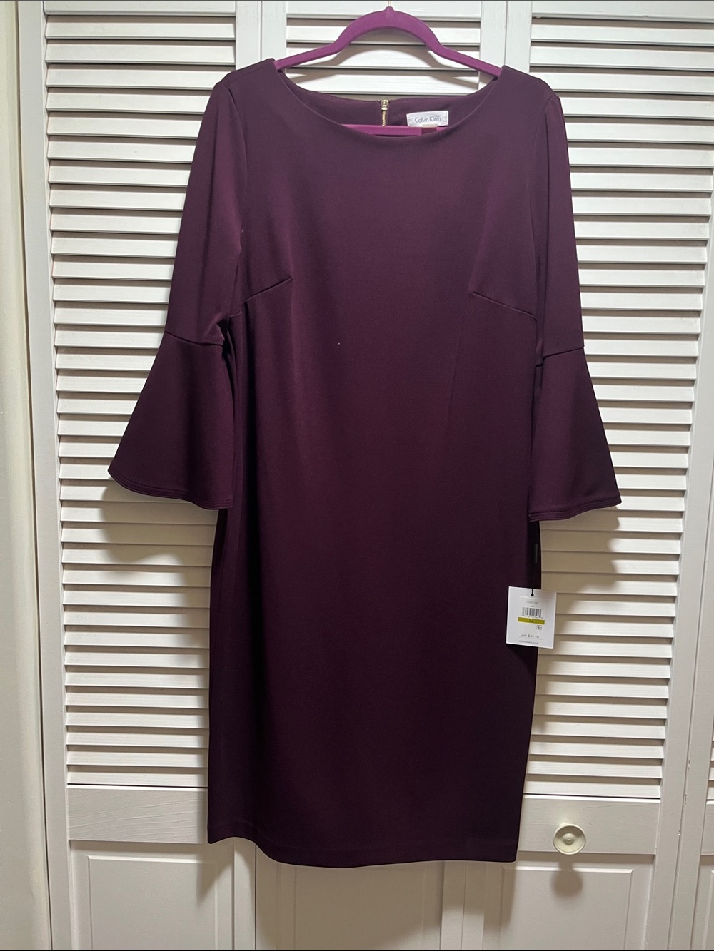 Calvin Klein Plum Bell-Sleeve Shift Dress